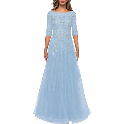 Lace Vintage Mother Of The Dress 3/4 Sleeves Gown Prom Long Wedding Guest Dress
