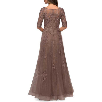 Lace Vintage Mother Of The Dress 3/4 Sleeves Gown Prom Long Wedding Guest Dress