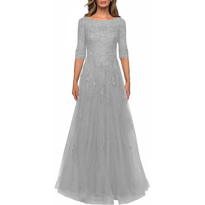 Lace Vintage Mother Of The Dress 3/4 Sleeves Gown Prom Long Wedding Guest Dress