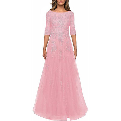 Lace Vintage Mother Of The Dress 3/4 Sleeves Gown Prom Long Wedding Guest Dress