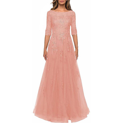 Lace Vintage Mother Of The Dress 3/4 Sleeves Gown Prom Long Wedding Guest Dress