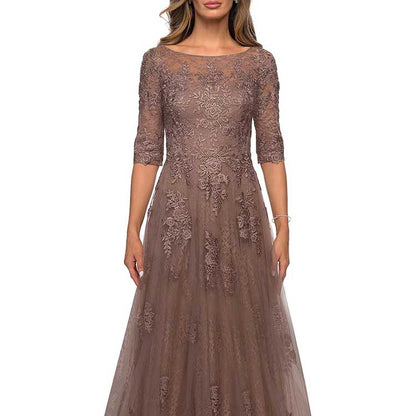Lace Vintage Mother Of The Dress 3/4 Sleeves Gown Prom Long Wedding Guest Dress
