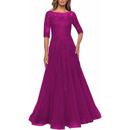 Lace Vintage Mother Of The Dress 3/4 Sleeves Gown Prom Long Wedding Guest Dress