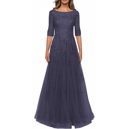 Lace Vintage Mother Of The Dress 3/4 Sleeves Gown Prom Long Wedding Guest Dress