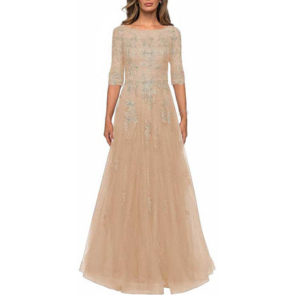 Lace Vintage Mother Of The Dress 3/4 Sleeves Gown Prom Long Wedding Guest Dress