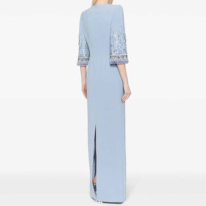 Long Maxi Dress Beads Embroidered Dress Long Prom Gown