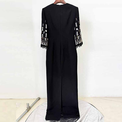 Long Maxi Dress Beads Embroidered Dress Long Prom Gown