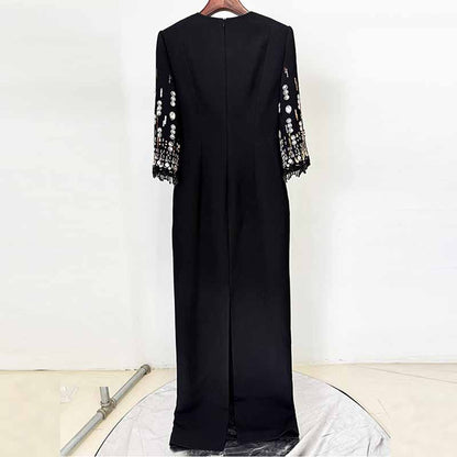 Long Maxi Dress Beads Embroidered Dress Long Prom Gown