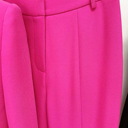 Women Cut Out Fitted Blazer + Mid-High Rise Slim fit Flare Trousers Pants Suit Wedding Suit