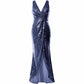 Women Sequin V Neck Wrap Long Bridesmaid Dresses Wedding Prom Gown