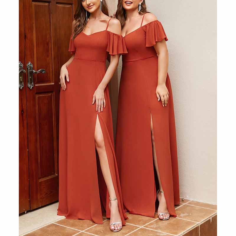 Women's Off Shoulder Short Sleeve Split A-Line Floor Length Bridesmaid SD Dresscode & Fashiontrends Women's Off Shoulder Short Sleeve Split A-Line Floor Length Bridesmaid SD Dresscode & Fashiontrends