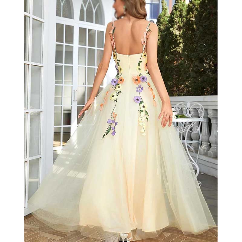 Garden Prom Dress Tulle Prom Dress with Appliques Wedding Gown Birthday Evening Dress