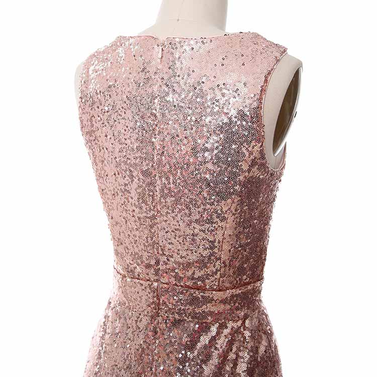 Women Sequin V Neck Wrap Long Bridesmaid Dresses Wedding Prom Gown