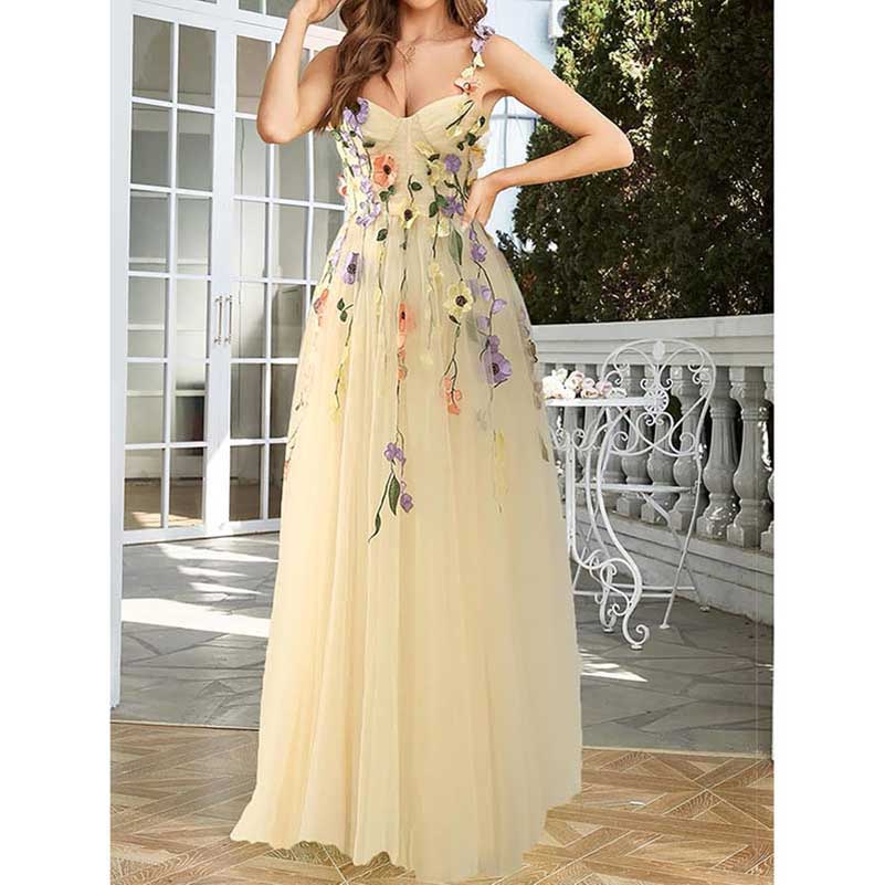 Garden Prom Dress Tulle Prom Dress with Appliques Wedding Gown Birthday Evening Dress