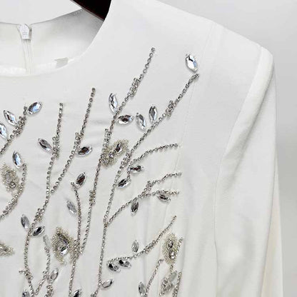 Long Sleeve Crystal Detail A-Line Prom Dress For Paries