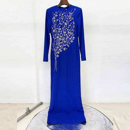 Long Sleeve Crystal Detail A-Line Prom Dress For Paries