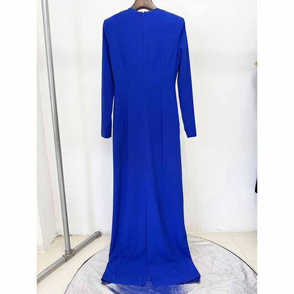 Long Sleeve Crystal Detail A-Line Prom Dress For Paries