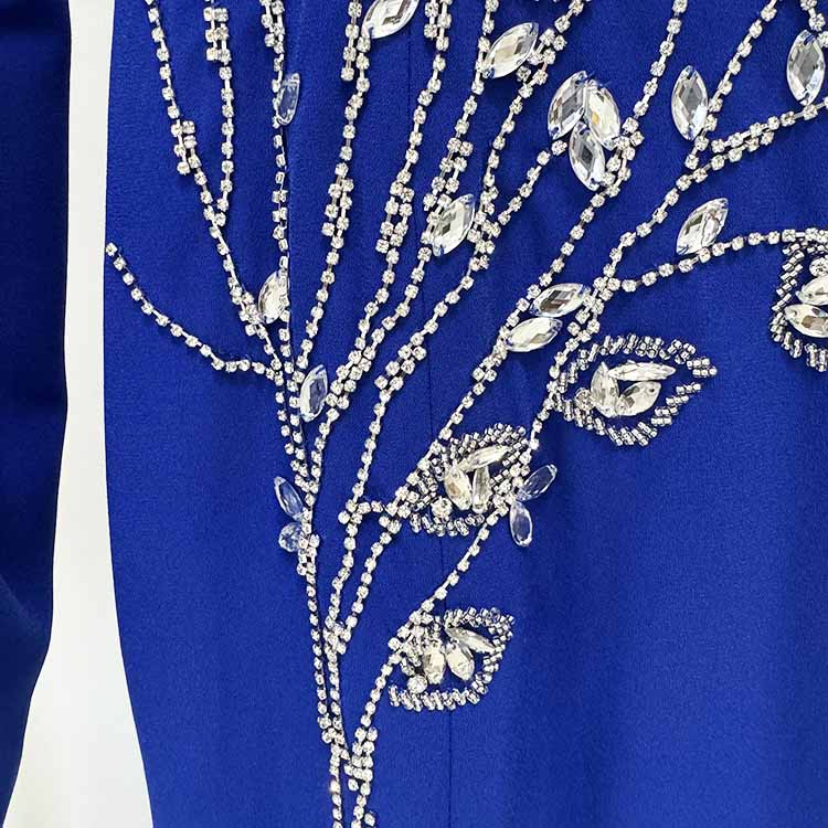 Long Sleeve Crystal Detail A-Line Prom Dress For Paries