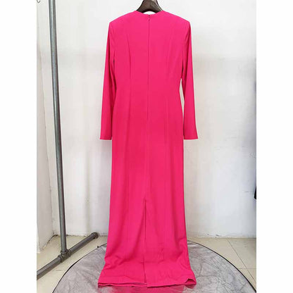 Long Sleeve Crystal Detail A-Line Prom Dress For Paries