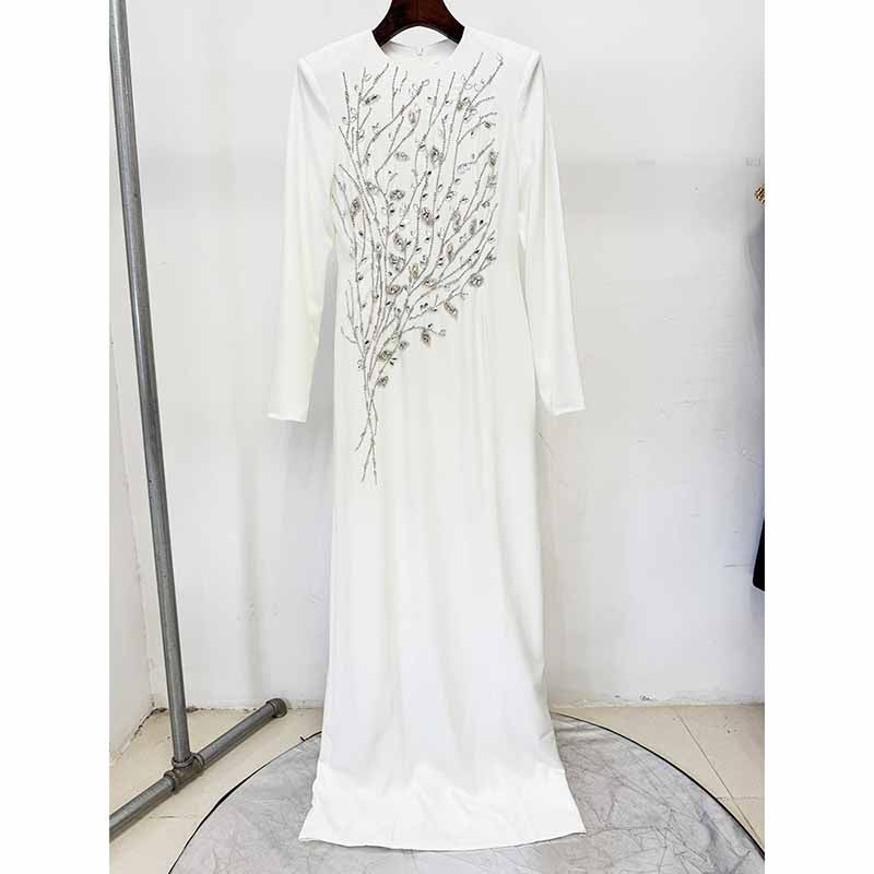 Long Sleeve Crystal Detail A-Line Prom Dress For Paries