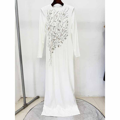 Long Sleeve Crystal Detail A-Line Prom Dress For Paries