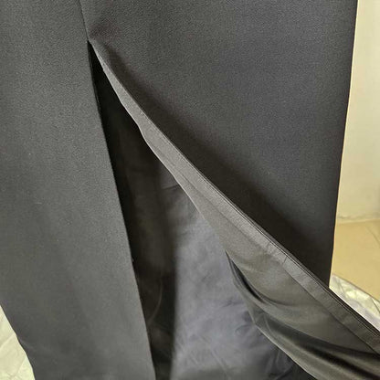 Women's Mock-Neck Black Beaded Formal Dresses Long Prom Dress