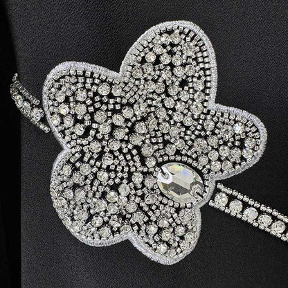 Women's Mock-Neck Black Beaded Formal Dresses Long Prom Dress