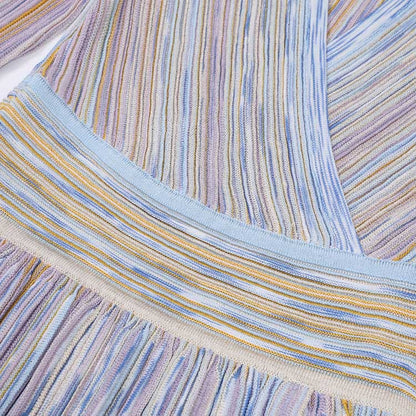 Long Sleeve Knit Midi Dress Backless V-neck