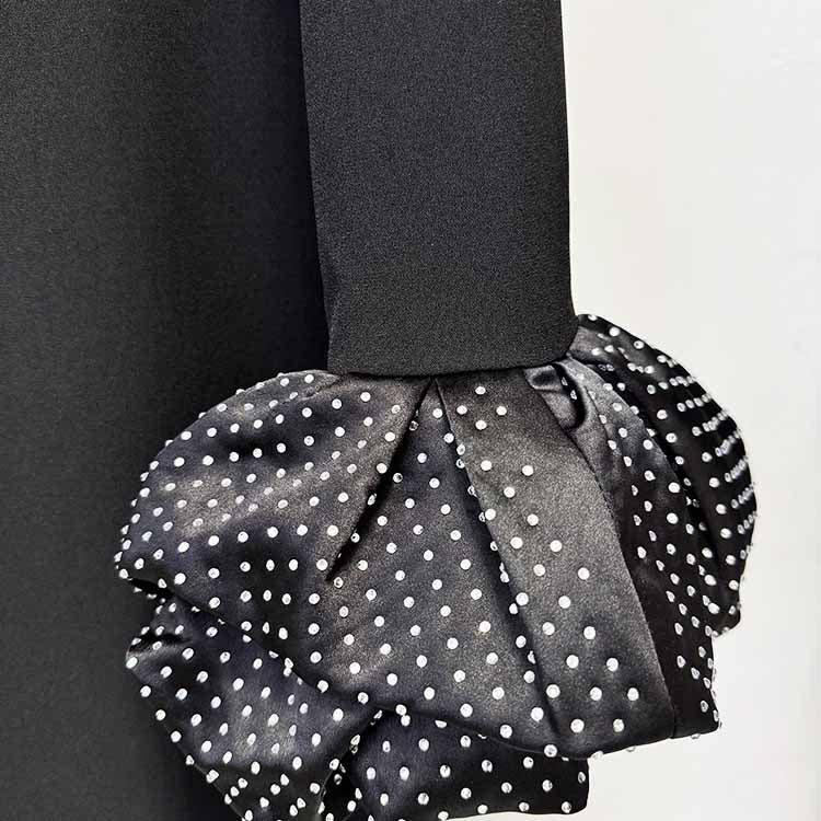 High-neck Maxi Dress With Ruffled Crystal-embellished Sleeves