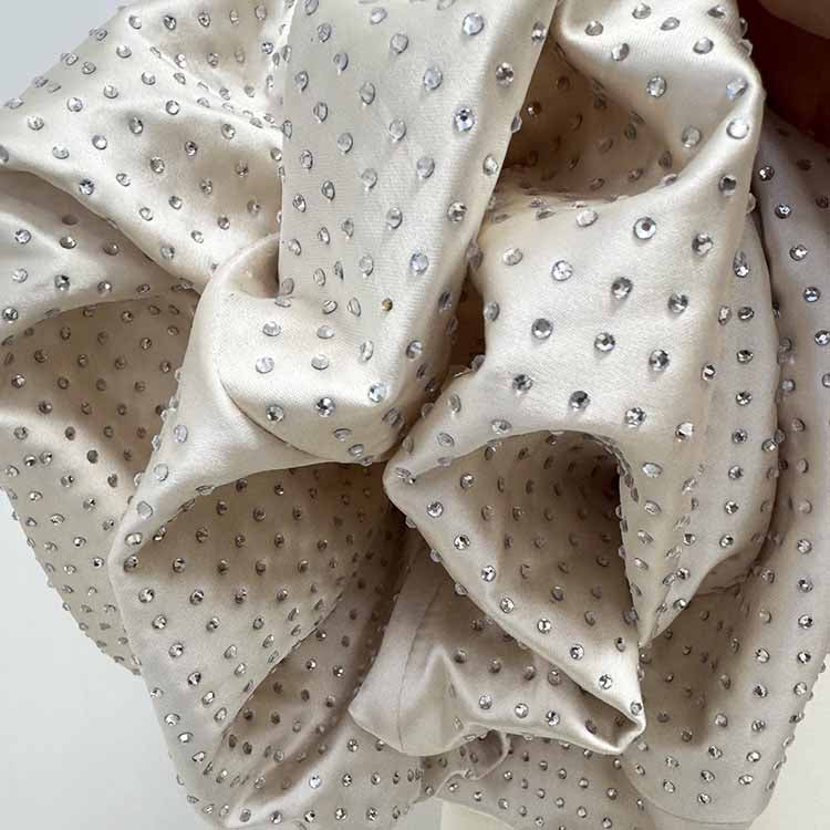 High-neck Maxi Dress With Ruffled Crystal-embellished Sleeves