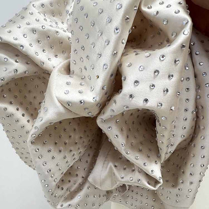 High-neck Maxi Dress With Ruffled Crystal-embellished Sleeves