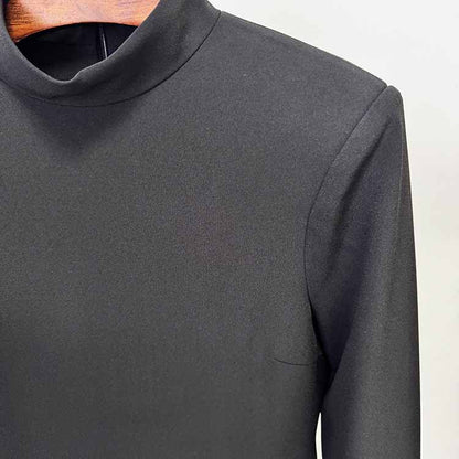 High-neck Maxi Dress With Ruffled Crystal-embellished Sleeves