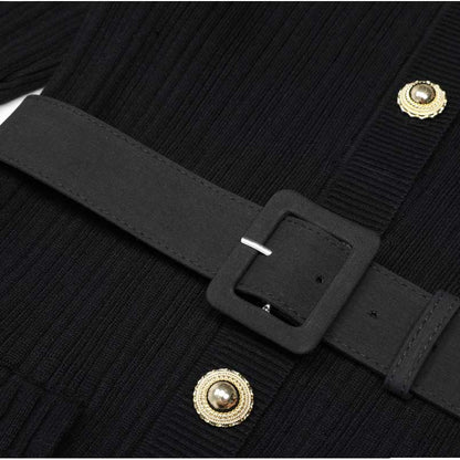 Long Sleeve Round-Neck Knit Dress Long