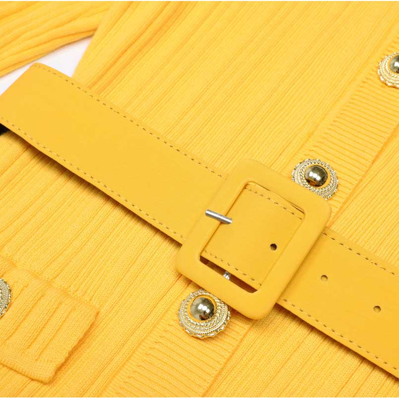 Long Sleeve Round-Neck Knit Dress Long