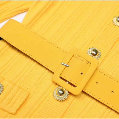 Long Sleeve Round-Neck Knit Dress Long