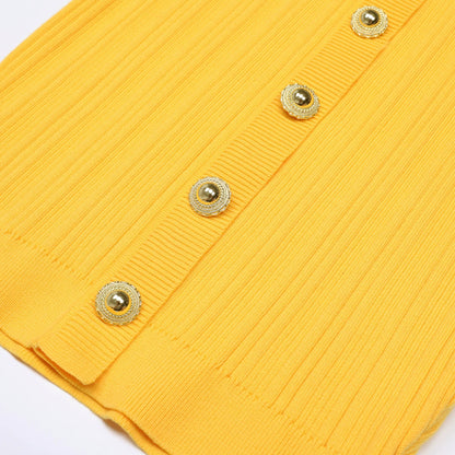 Long Sleeve Round-Neck Knit Dress Short