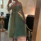 Puffy Sleeve Tulle Prom Dresses Flower Embroidery Formal Evening Party Gowns