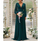 Long Sleeve V-Neck Bridesmaid Dresses Chiffon A Line Formal Dress Evening Gowns