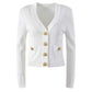 Women Knit Cardigan V-Neckline Cropped Top Long Sleeve Knitted Slim Coat