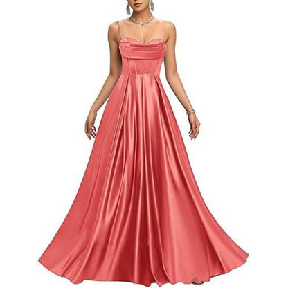 Long A-Line Satin Wedding Ball Dress Custom Made Prom Gown