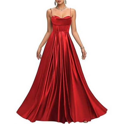 Long A-Line Satin Wedding Ball Dress Custom Made Prom Gown