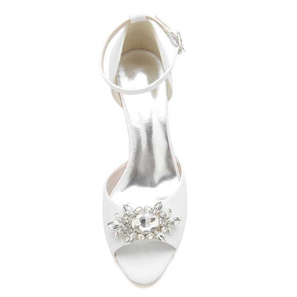 Women's Crystal Sandals Glitter Ankle Strap Low Heels Dress Shoes