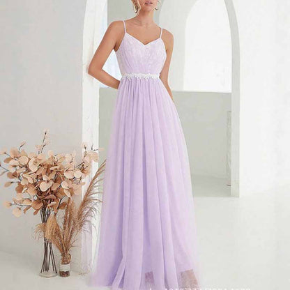 Spaghetti Strap A-Line Maxi Dress – Flowy Sleeveless Dress for Party & Summer Outings