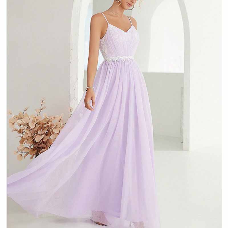 Spaghetti Strap A-Line Maxi Dress – Flowy Sleeveless Dress for Party & Summer Outings