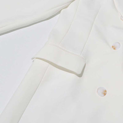 White Double Breasted Maxi Coat V-Neck Blazer