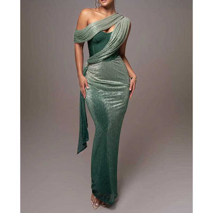 Emerald Green Halter Strap Maxi Dress