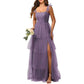 Spaghetti Straps Bridesmaid Dress Tulle Ruffles Ball Gown Home Coming Dress