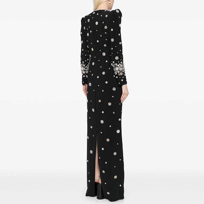 Women's Long Sleeve Galaxy Beaded Maxi Dress