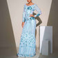 Blue Long Sleeve Prom Dress Body-con Sequined Formal Event Dress