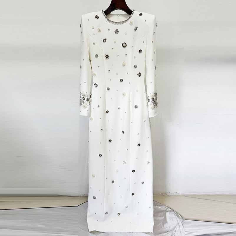 Women's Long Sleeve Galaxy Beaded Maxi Dress